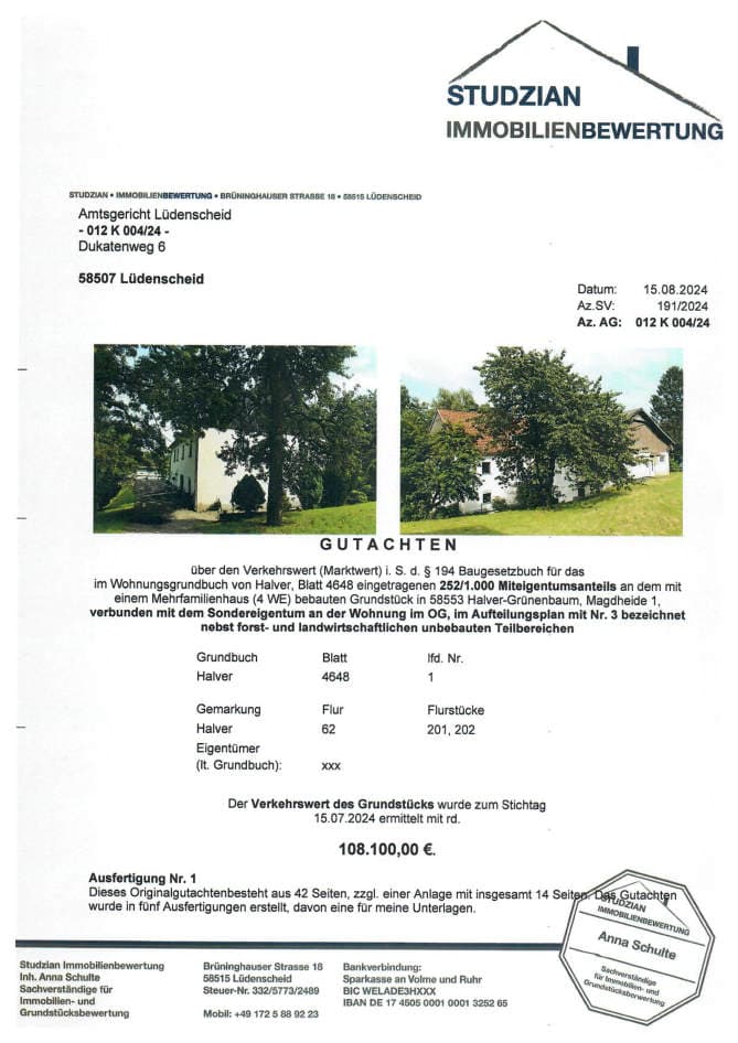 land- und forstwirtschaftlich genutztes Grundstück, Eigentumswohnung (3 bis 4 Zimmer), Teich