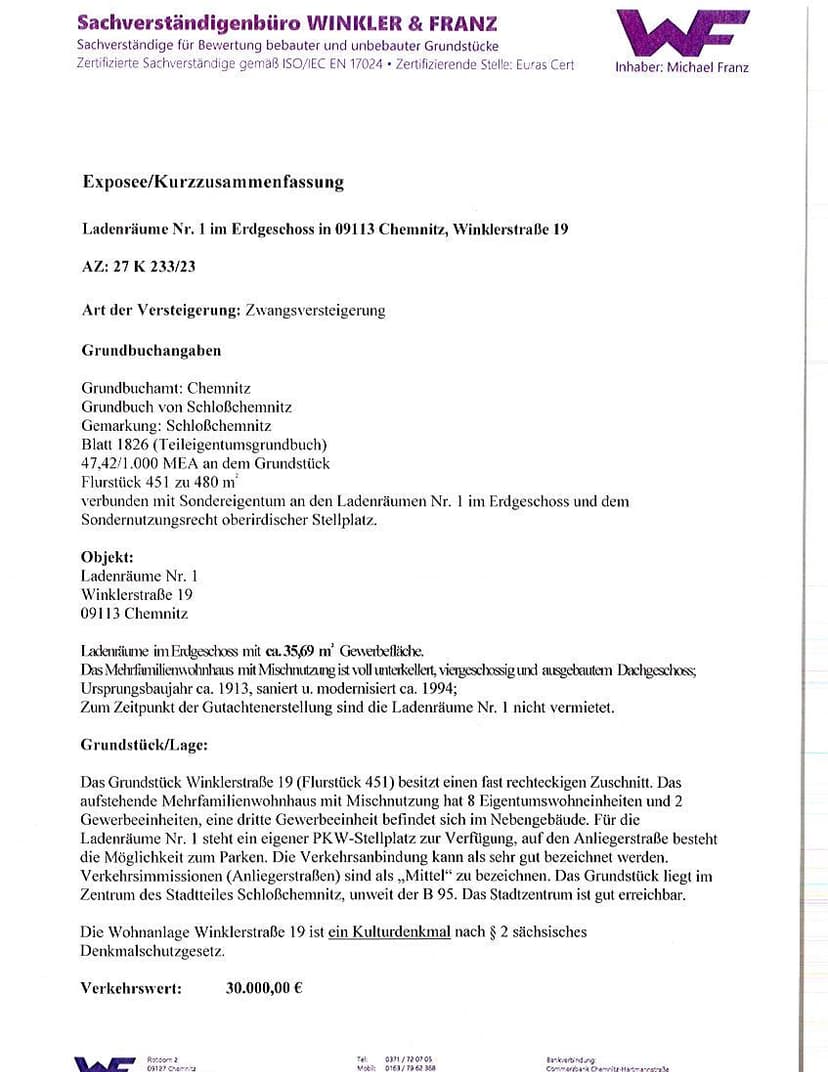 Gewerbeeinheit (z.B. Laden, Büro)