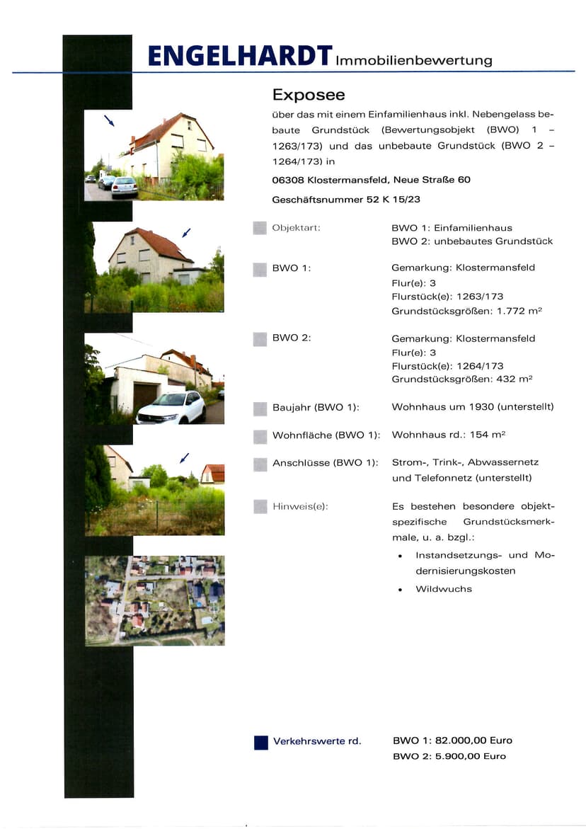 Einfamilienhaus, unbebautes Grundstück