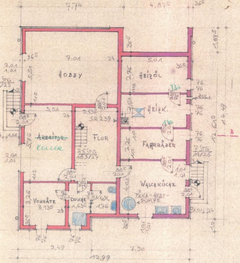 Einfamilienhaus, gewerblich genutzte Grundstücksteilfläche