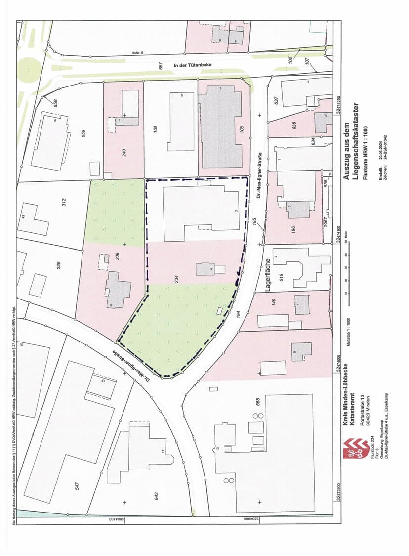 Gewerbegrundstück als Erbbaugrundstück und Gewerbegrundstück mit Hallen und Büroteil sowie einem Betriebsinhaberwohnhaus