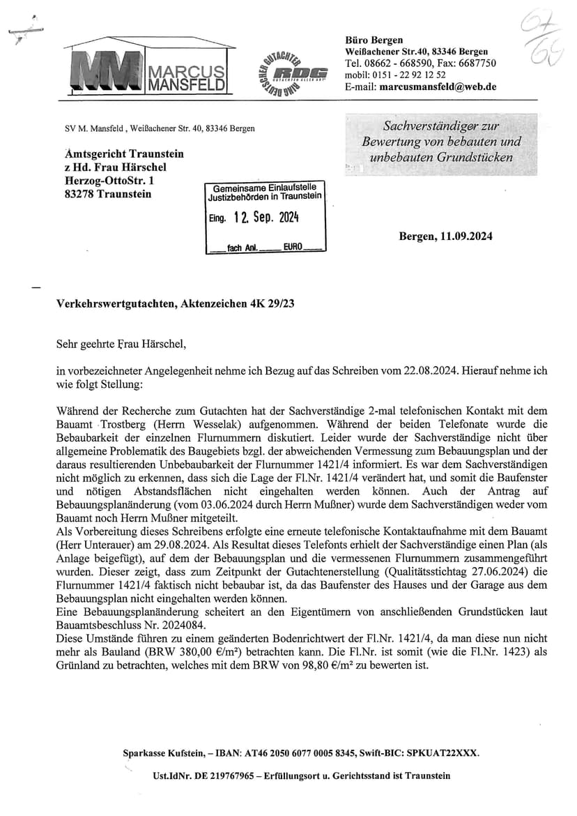 Bauland, Grünland, Verkehrsfläche
