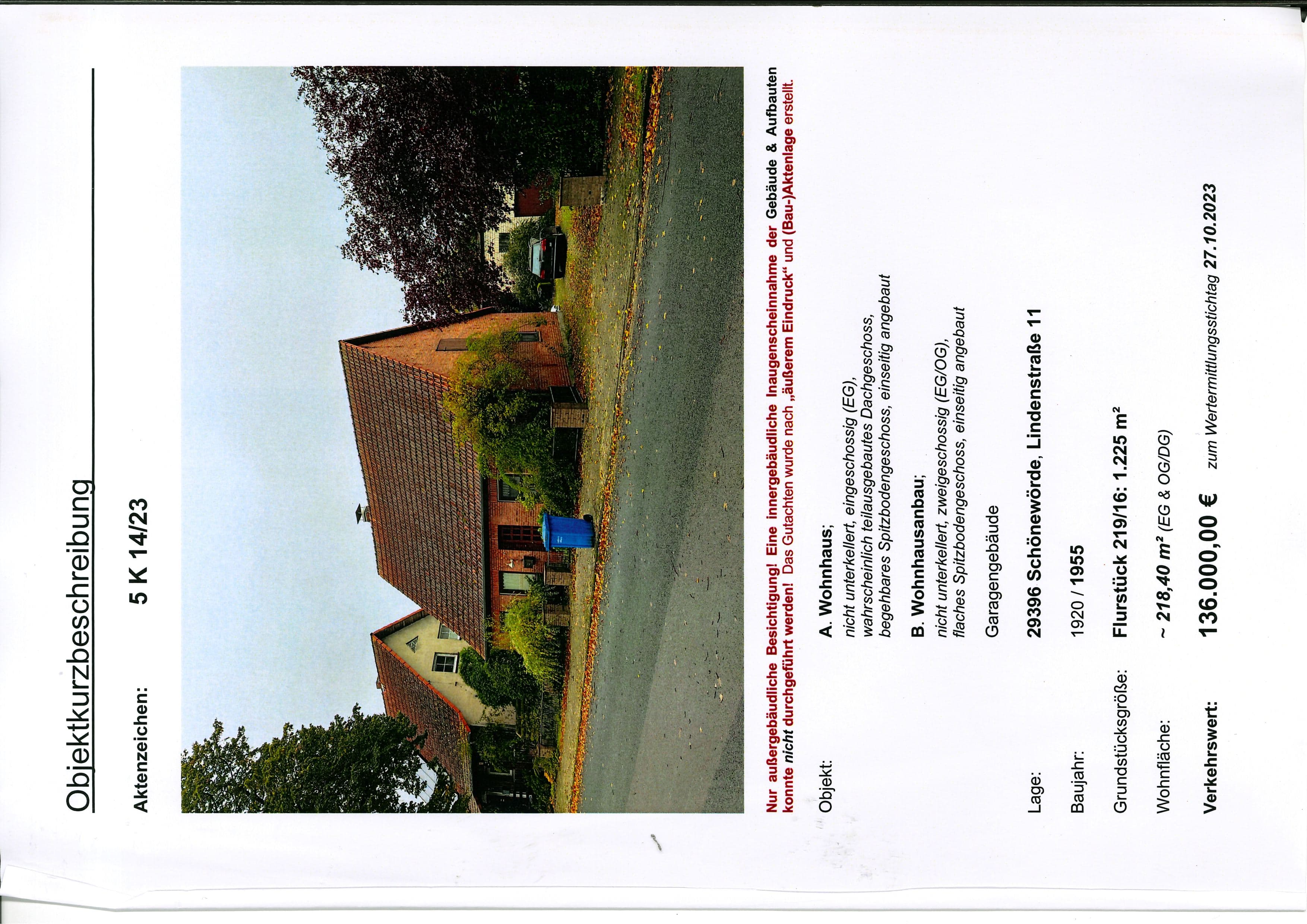 Einfamilienhaus, Grundstück, bebaut mit einem Wohnhaus (Vorderhaus), einem Wohnhausanbau (Hinterhaus) sowie einem Garagengebäude - Bild 1