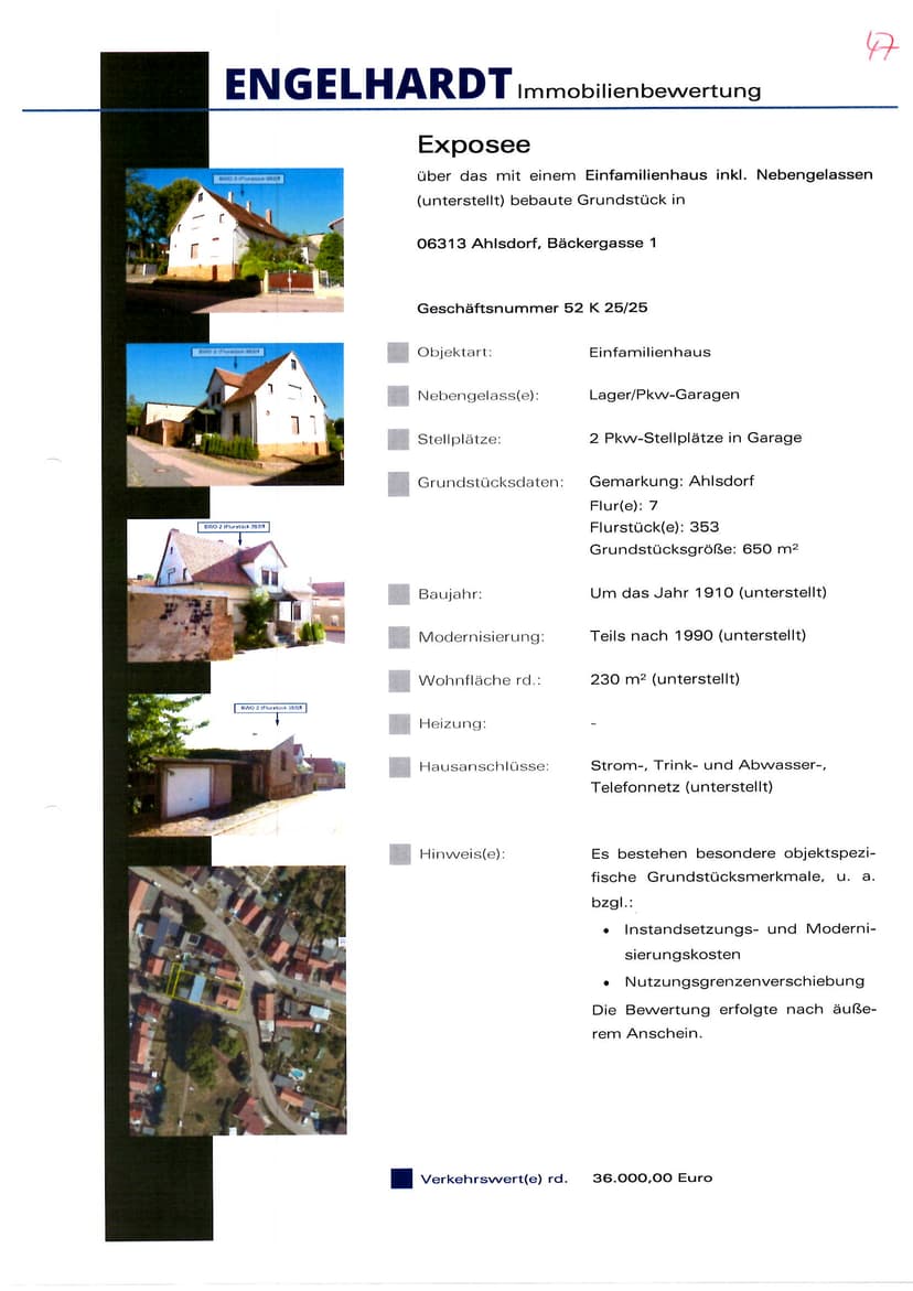 unbebautes Grundstück, Einfamilienhaus