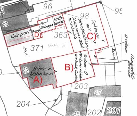 gewerblich genutztes Grundstück, Zweifamilienhaus, Kfz-Stellplatz, Gewerbeeinheit (z.B. Laden, Büro), Garage, Zweifamilienhaus und gewerblich nutzbare Nebengebäude