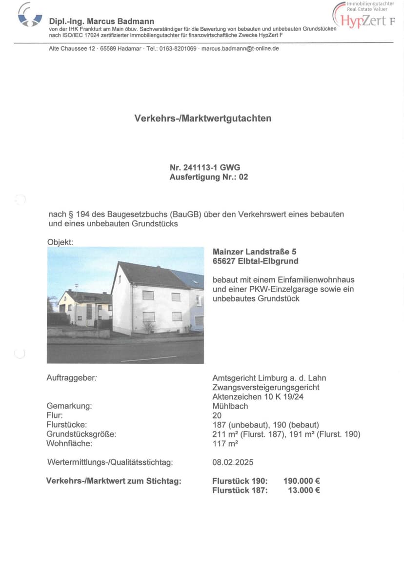 Einfamilienhaus, und unbebautes Grundstück